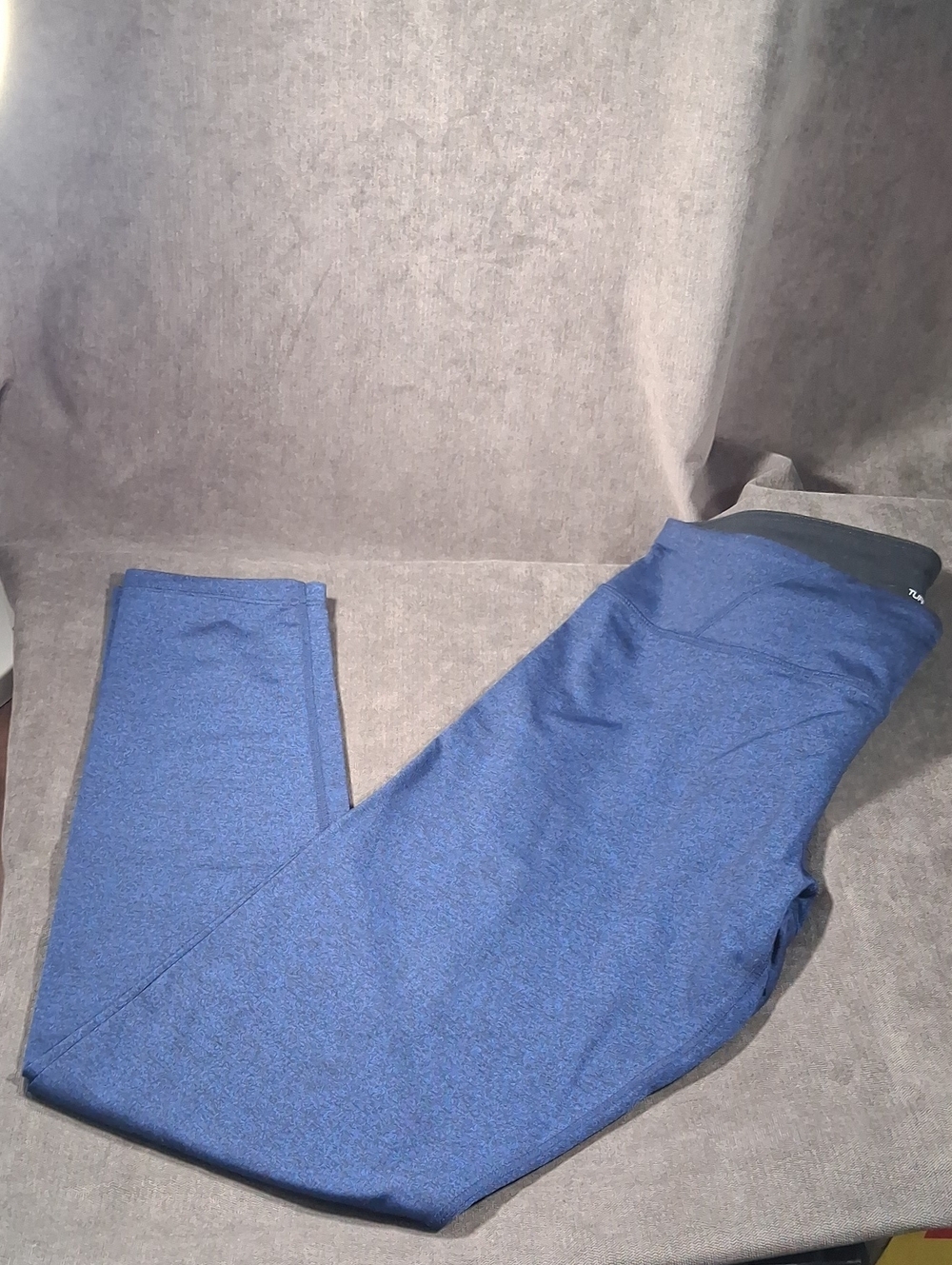 Tuff Athletics 381553 Blue + Black Specks Athletic Yoga Tapered Leggings VG+ L